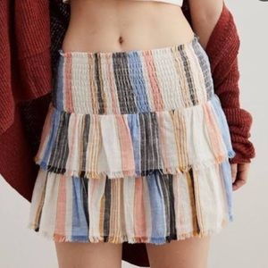Aerie Smocked Striped Tiered Skirt